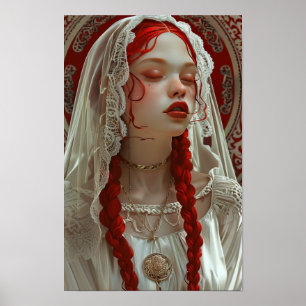Beautiful Girl with Flowers Poster