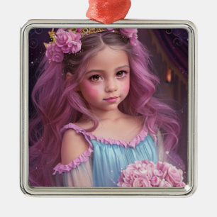  Beautiful Girl with Gold Tiara Metal Tree Decoration