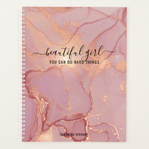 Beautiful Girl You Can Do Hard Things   Monogram Planner