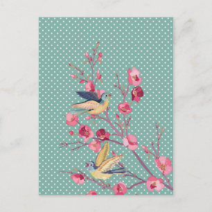 Beautiful girly chic vintage spring tree blossom postcard