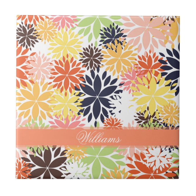Beautiful girly trendy floral illustration pattern tile (Front)