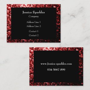 Beautiful Glamour Red Glitter sparkles Frame Black Business Card
