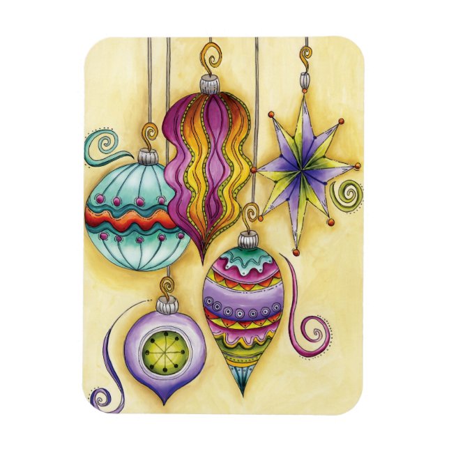 Beautiful Glass Colorful Christmas Ornaments Magnet (Vertical)
