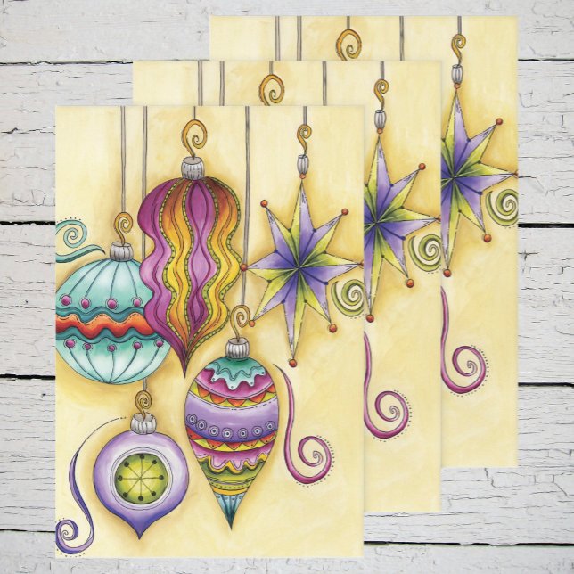 Beautiful Glass Colorful Christmas Ornaments Wrapping Paper Sheet (Creator Uploaded)