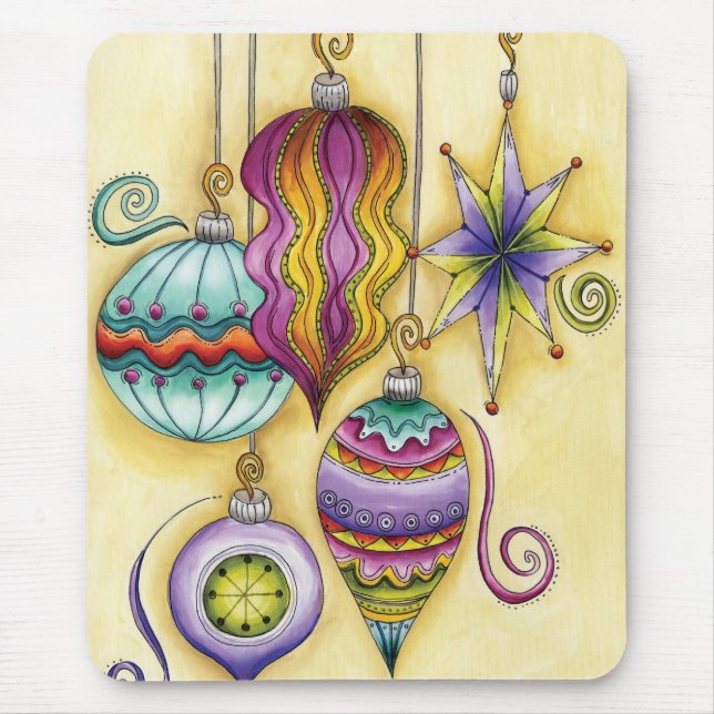 Beautiful Glass Colourful Christmas Ornaments Mouse Pad (Front)
