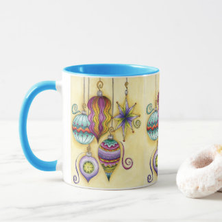 Beautiful Glass Colourful Christmas Ornaments Mug