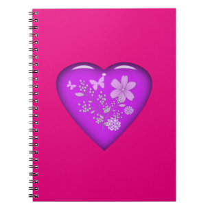 Beautiful Glass Floral Heart Notebook