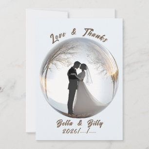 Beautiful Glass Globe Wedding Thank You Card