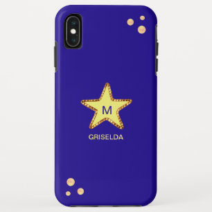Beautiful Glittering Golden Star on Blue Case-Mate iPhone Case