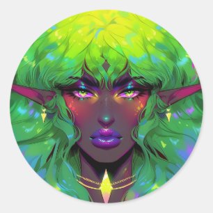 Beautiful Glorious Elven Queen Classic Round Sticker