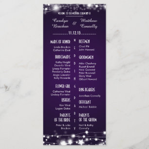 Beautiful Glowing Stars Purple Wedding Program Programme