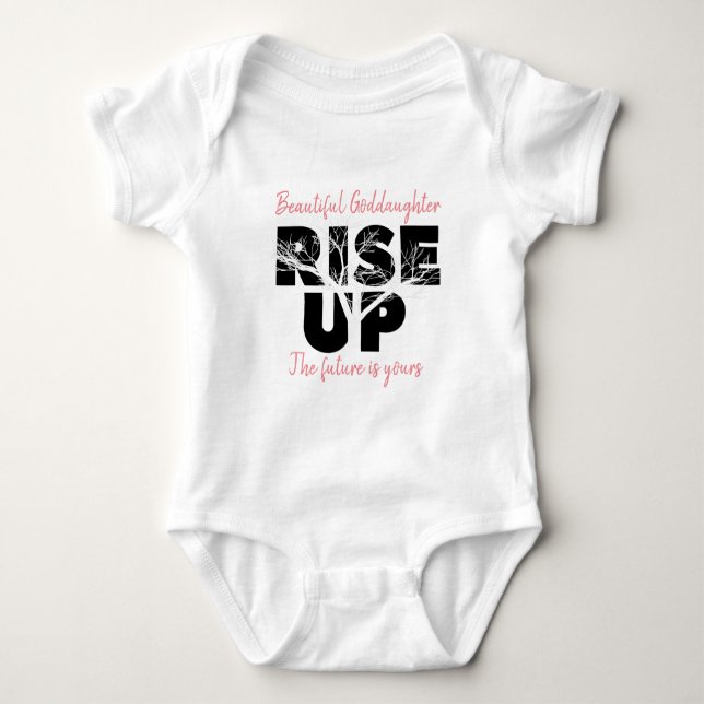 Beautiful Goddaughter Rise Up Christening Gift Baby Bodysuit (Front)