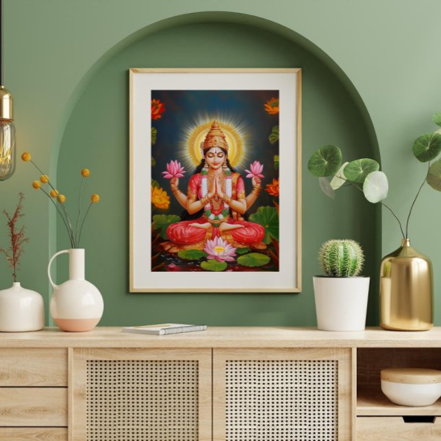 Beautiful Goddess Lakshmi Traditional Floral Art  Poster (Creator Uploaded)