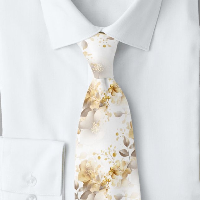 Beautiful Gold and Silver Botantical Leaves  Tie (Creator Uploaded)