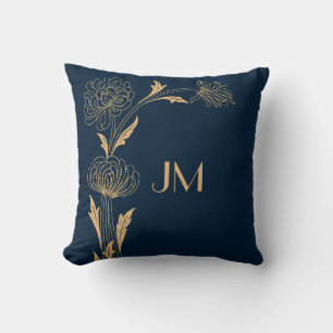 Beautiful gold Art Deco flowers Cushion