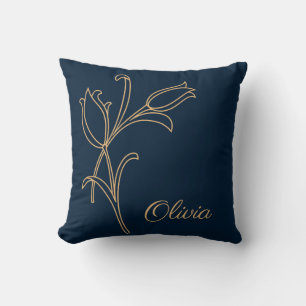 Beautiful gold Art Deco tulips Cushion