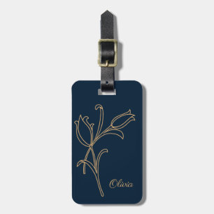 Beautiful gold Art Deco tulips Luggage Tag
