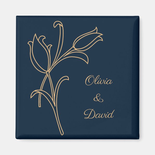 Beautiful gold Art Deco tulips Magnet (Front)