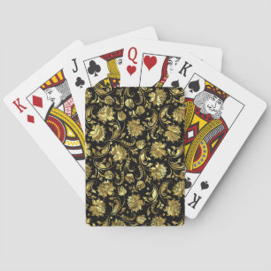 Beautiful gold black shiny gold damasks pattern playing cards