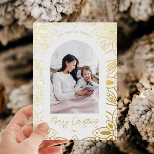 Beautiful Gold Botanical Frame Two Photo Christmas (Creator Uploaded)