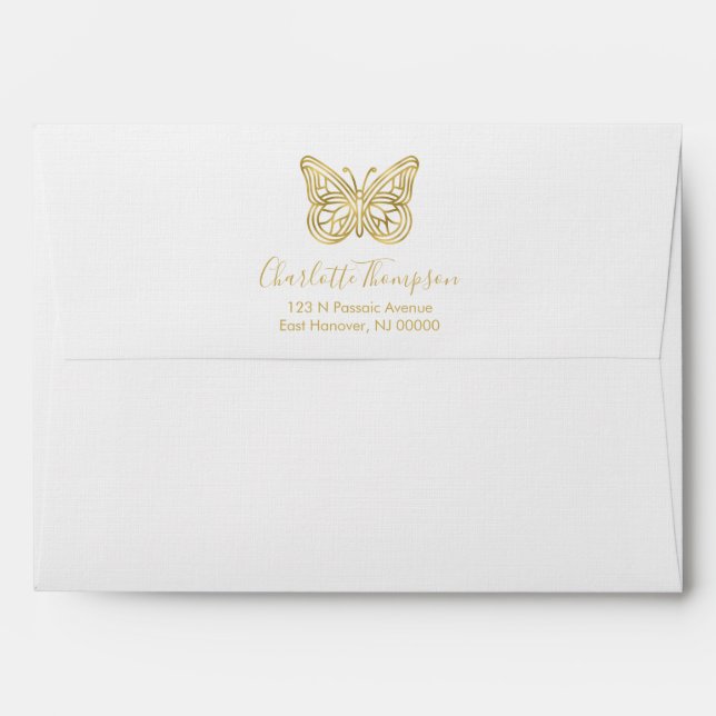 Beautiful Gold Butterfly Envelope (Back (Top Flap))