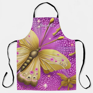 Beautiful Gold Butterfly Watercolor Personalised Apron