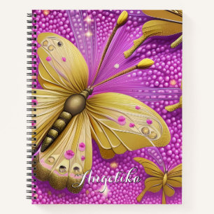 Beautiful Gold Butterfly Watercolor Personalised Notebook