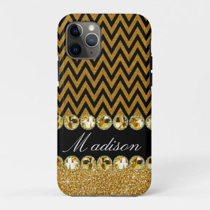 Beautiful Gold Chevron Glitter Jewels Elegant Case-Mate iPhone Case