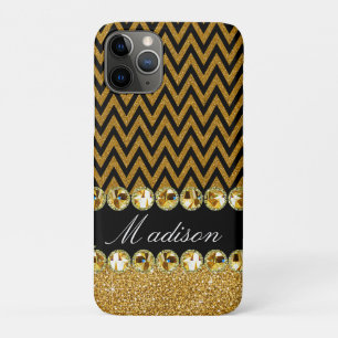 Beautiful Gold Chevron Glitter Jewels Elegant Case-Mate iPhone Case
