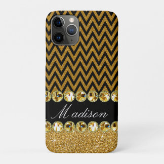 Beautiful Gold Chevron Glitter Jewels Elegant Case-Mate iPhone Case