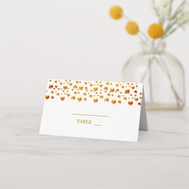 Beautiful Gold Confetti Place Card (Front)