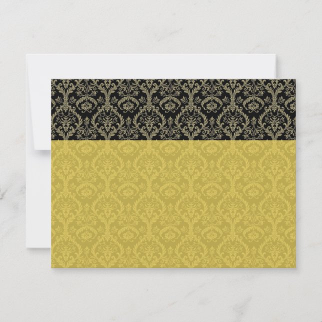 Beautiful Gold Damask RSVP Card (Front)