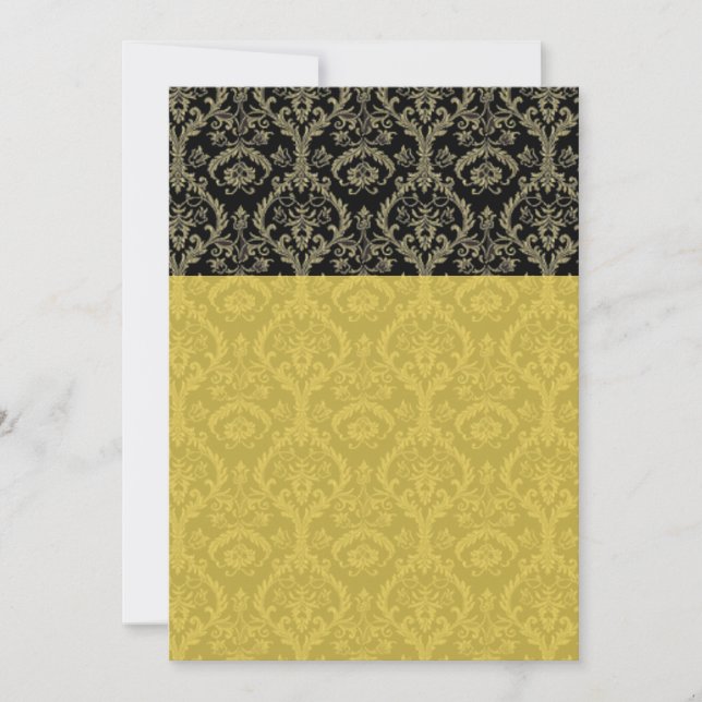 Beautiful Gold Damask Wedding Invitation (Front)