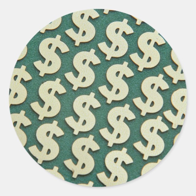 Beautiful Gold dollar signs Classic Round Sticker (Front)