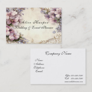 Beautiful Gold Filigree Pink Lavender Flowers  Business Card