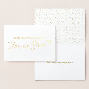 Beautiful Gold Foil Will You Be My Flower Girl Card