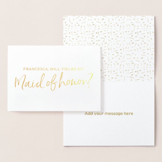 Beautiful Gold Foil Will You Be My Maid of Honour Card (Display)