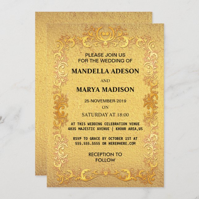 Beautiful gold invitation (Front/Back)