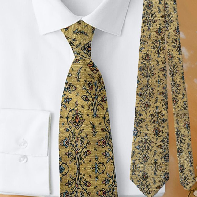Beautiful Gold Iranian 17th Century Floral Pattern Tie (Creator Uploaded)