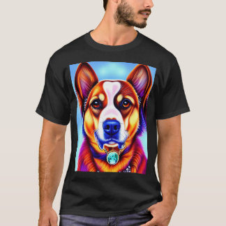 Beautiful Gold Retriever Cartoon Character Oil Pai T-Shirt