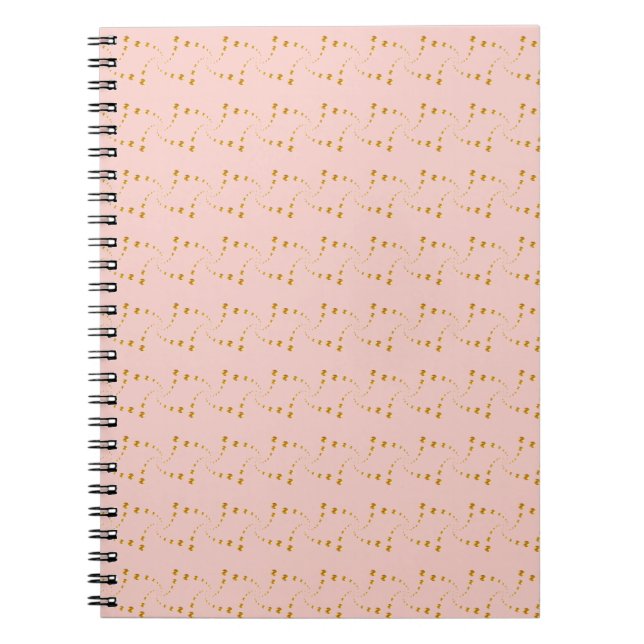 Beautiful Gold Swirling Dots o  Coral Pink Notebook (Front)