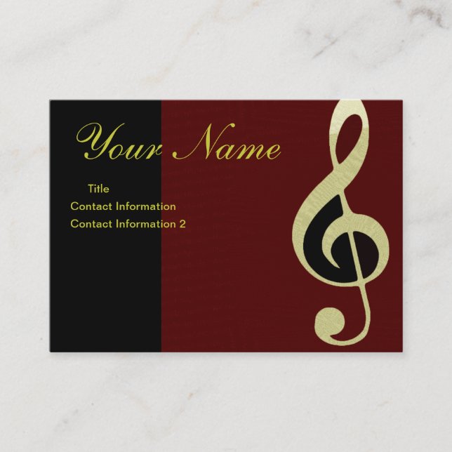 Beautiful Gold Treble Clef Business Card (Front)