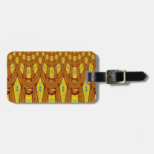Beautiful Golden Brown African Tribal Print vector Luggage Tag