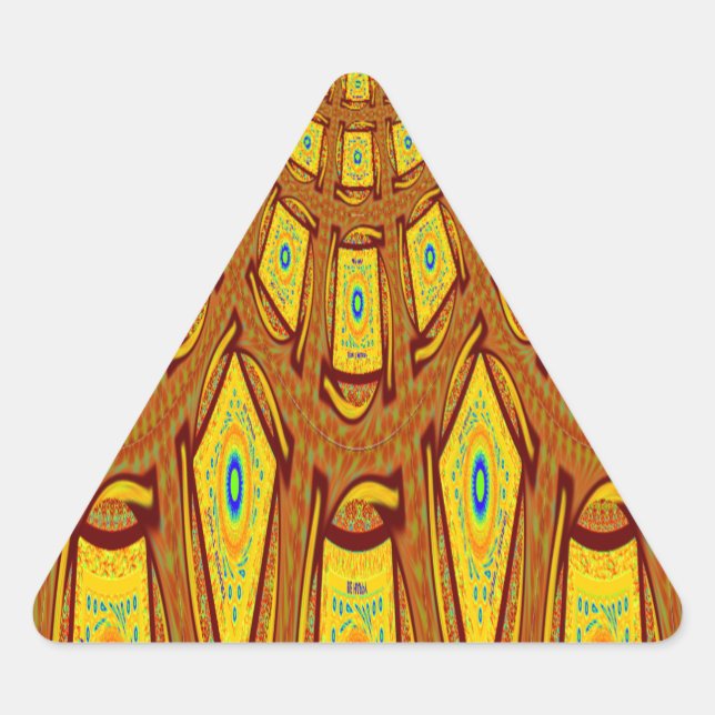 Beautiful Golden Brown African Tribal Print vector Triangle Sticker (Front)
