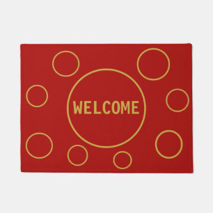 Beautiful Golden Circles on Red Doormat