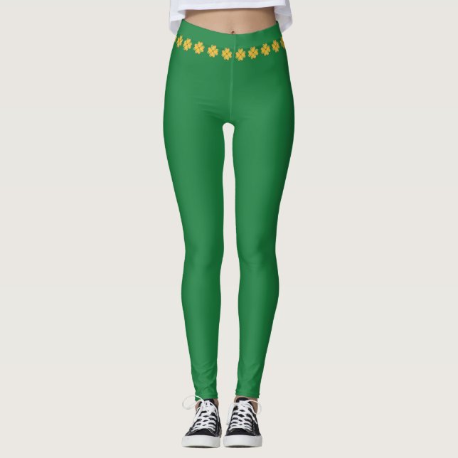 Beautiful Golden Clover Belt Leggings (Front)