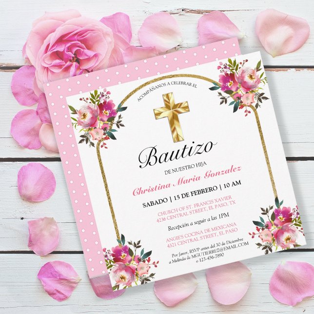 Beautiful Golden Cross Christening Invitation (Creator Uploaded)
