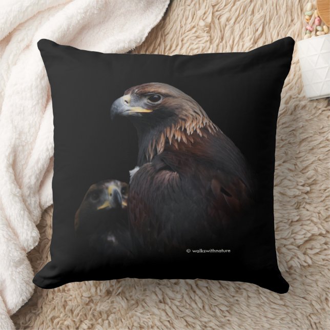 Beautiful Golden Eagles Vignette to Black Cushion (Blanket)