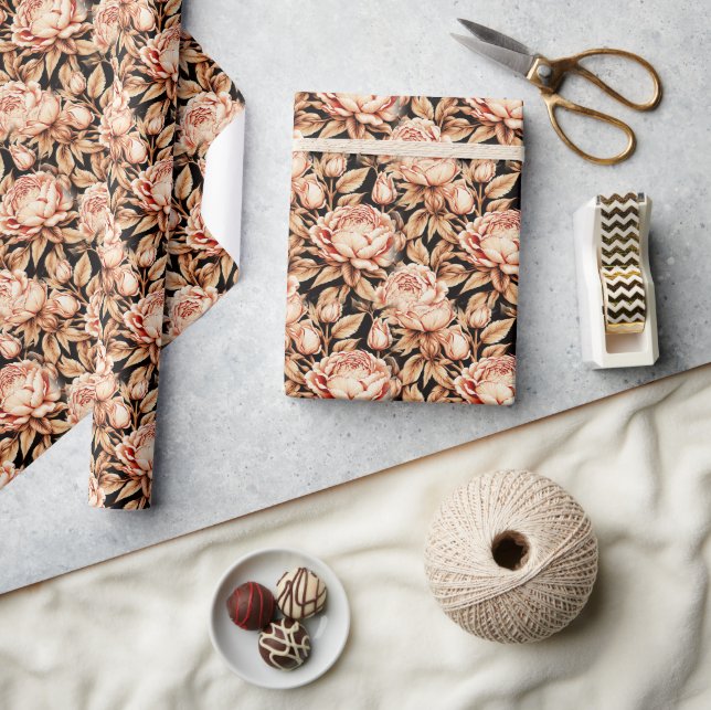 Beautiful Golden Flowers Wrapping Paper (Crafts)