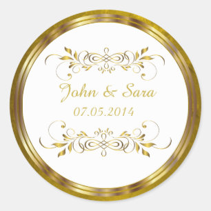 Beautiful Golden Foil Outline Classic Round Sticker